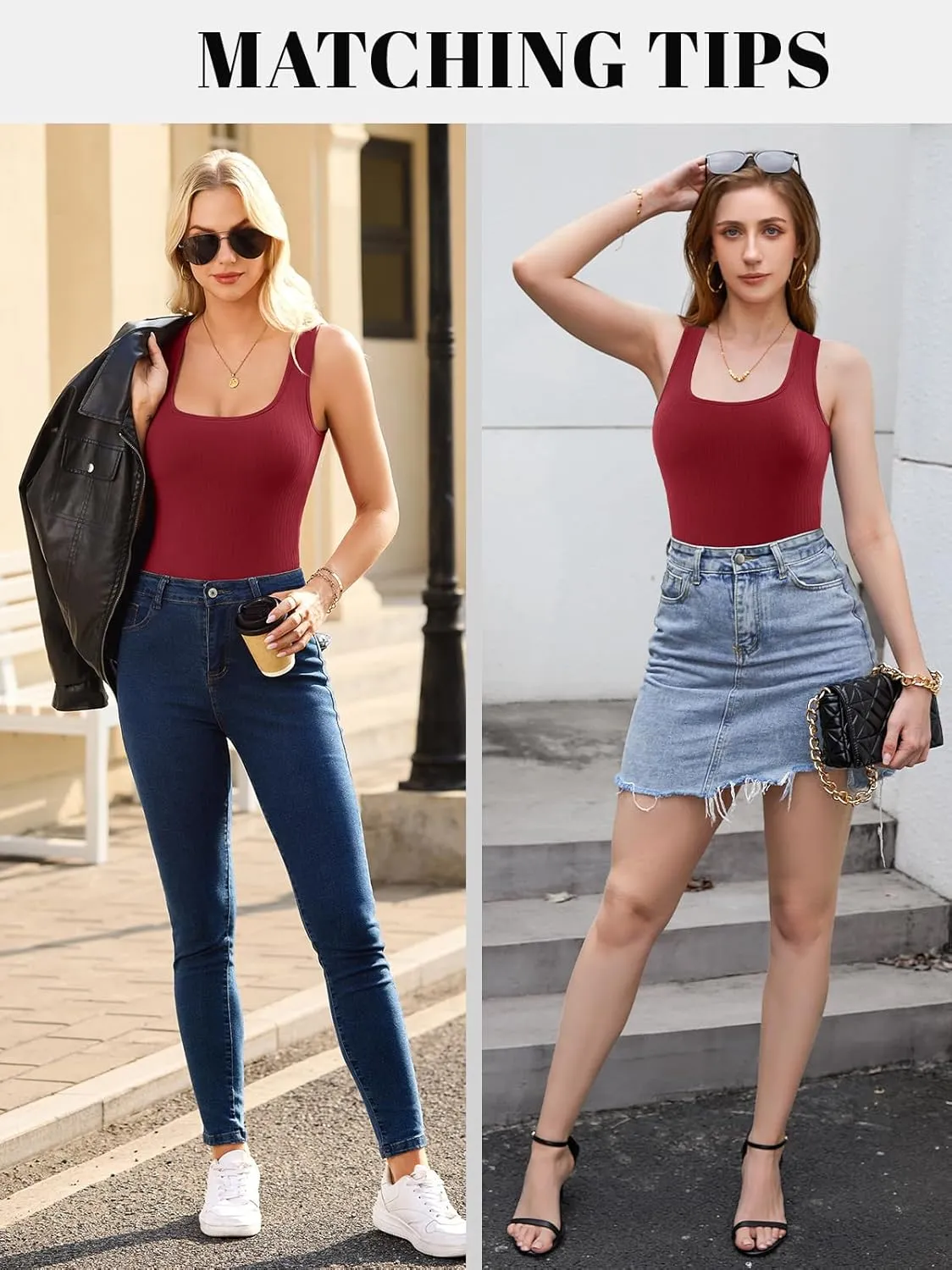 V FOR CITY Womens Square Neck Tank Top with Built-in Bra Ribbed Seamless Camisole Slim Fitted Camis Shirts