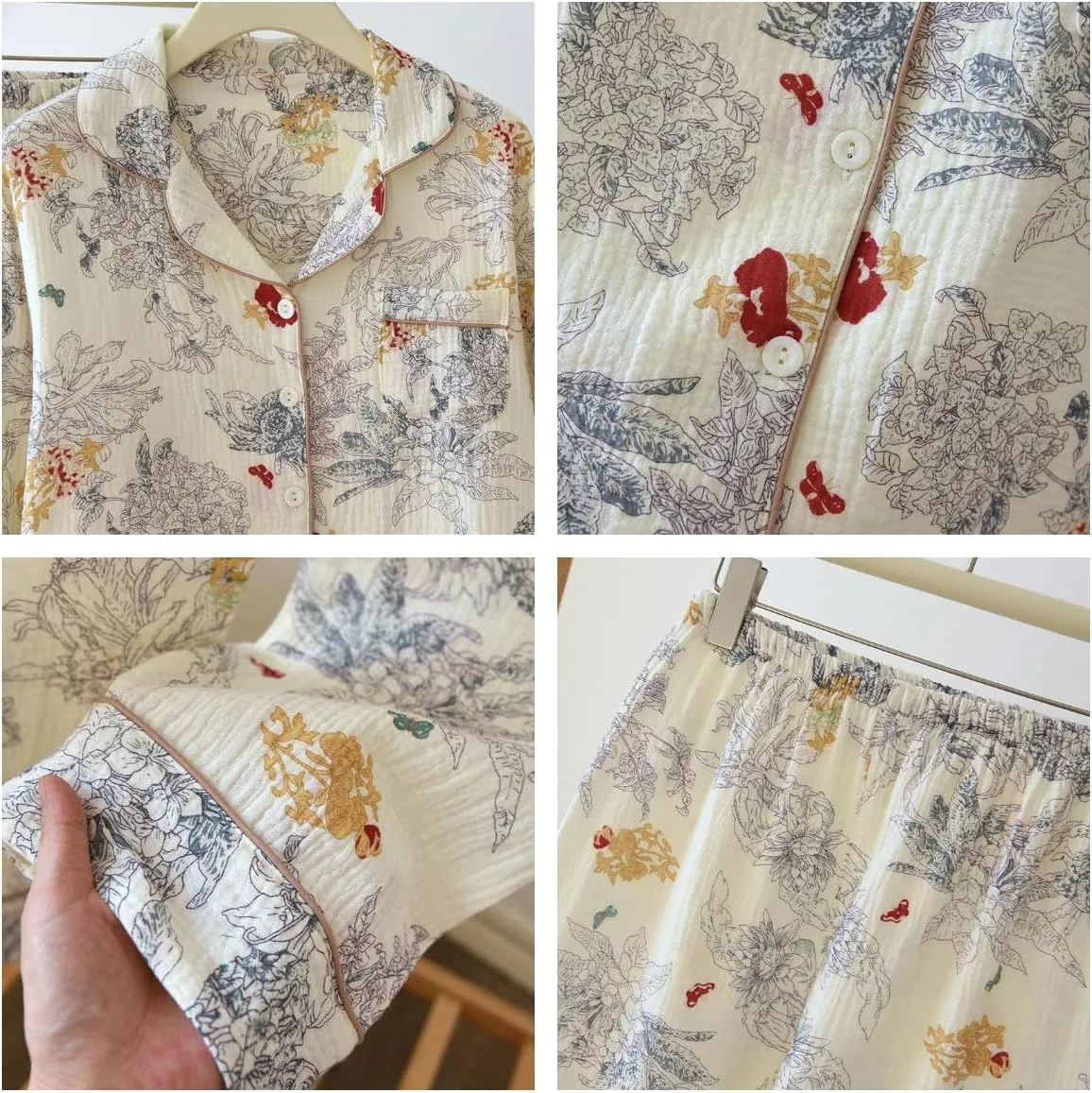 Vhitler Linen Set Coquette Womens Pajamas Set Summer Lounge Sets for Women Old Money Aesthetic