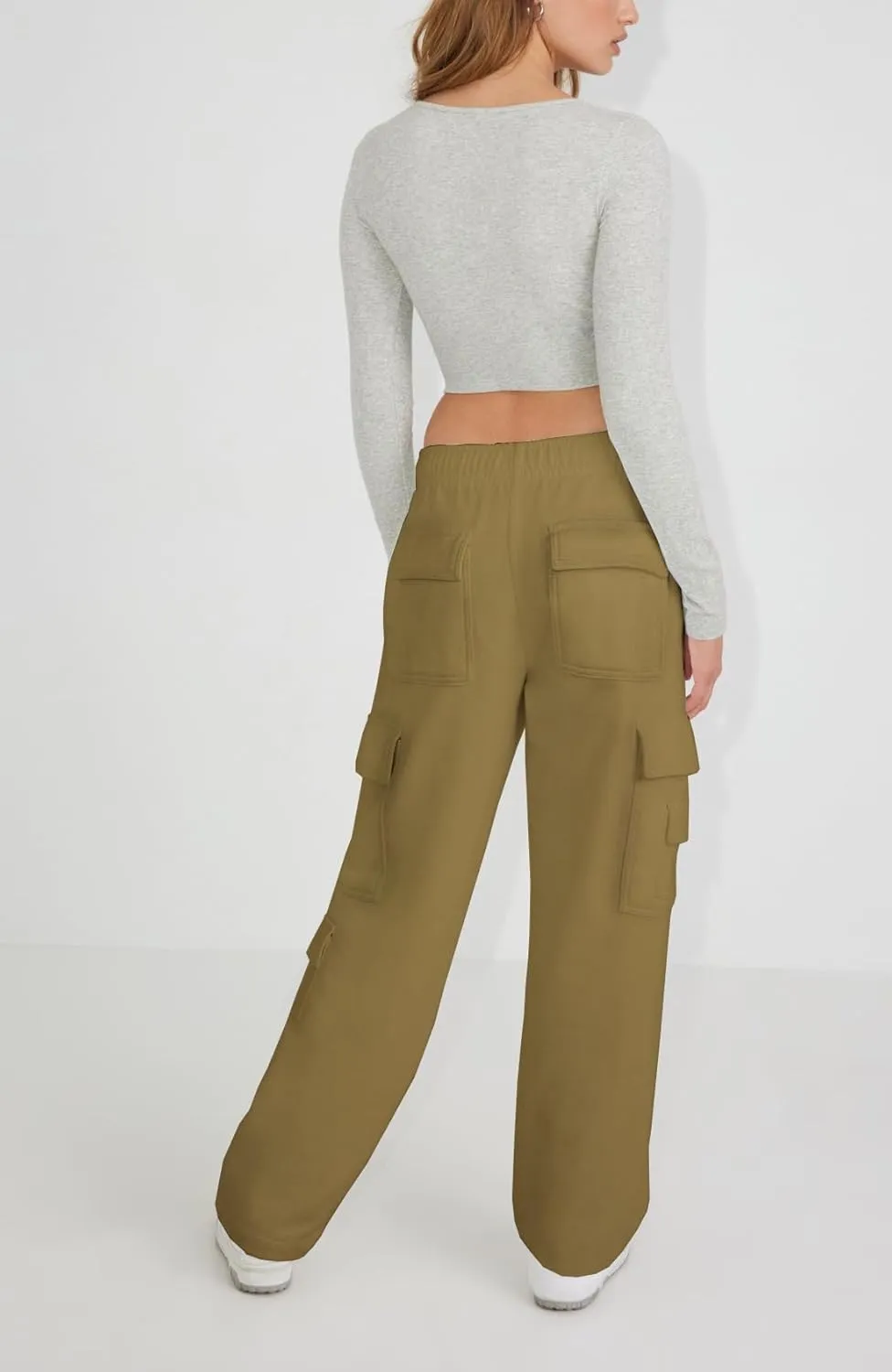 Waitfairy Wide Leg Sweatpants Women Cargo Pants Fleeece High Waisted Baggy Sweatpants for Women Casual Pants with 8 Pocketss