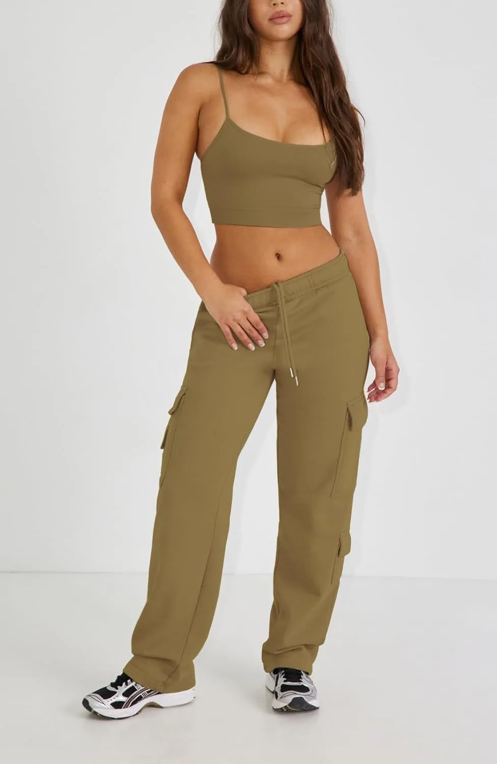 Waitfairy Wide Leg Sweatpants Women Cargo Pants Fleeece High Waisted Baggy Sweatpants for Women Casual Pants with 8 Pocketss