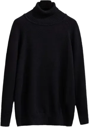 Watrpro Oversize Long Sleeve Knit Sweater Women Autumn Winter Turtleneck Bottoming Pullovers