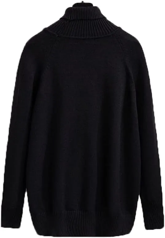 Watrpro Oversize Long Sleeve Knit Sweater Women Autumn Winter Turtleneck Bottoming Pullovers
