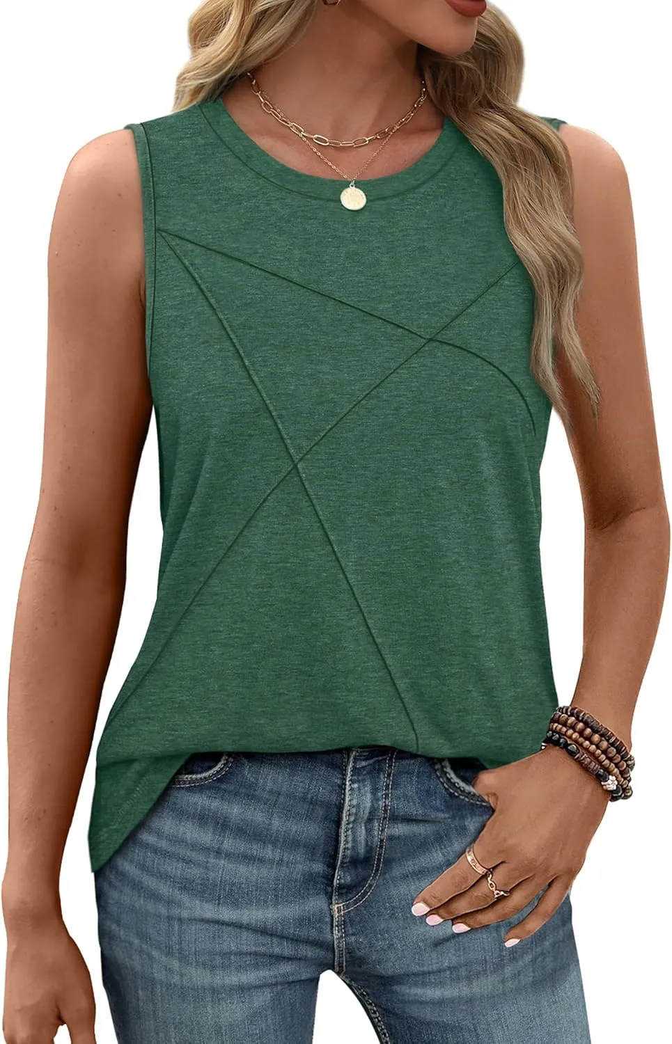 WIHOLL Summer Tank Tops for Women Loose Fit Crew Neck Casual Sleeveless Tops 2025 Trendy