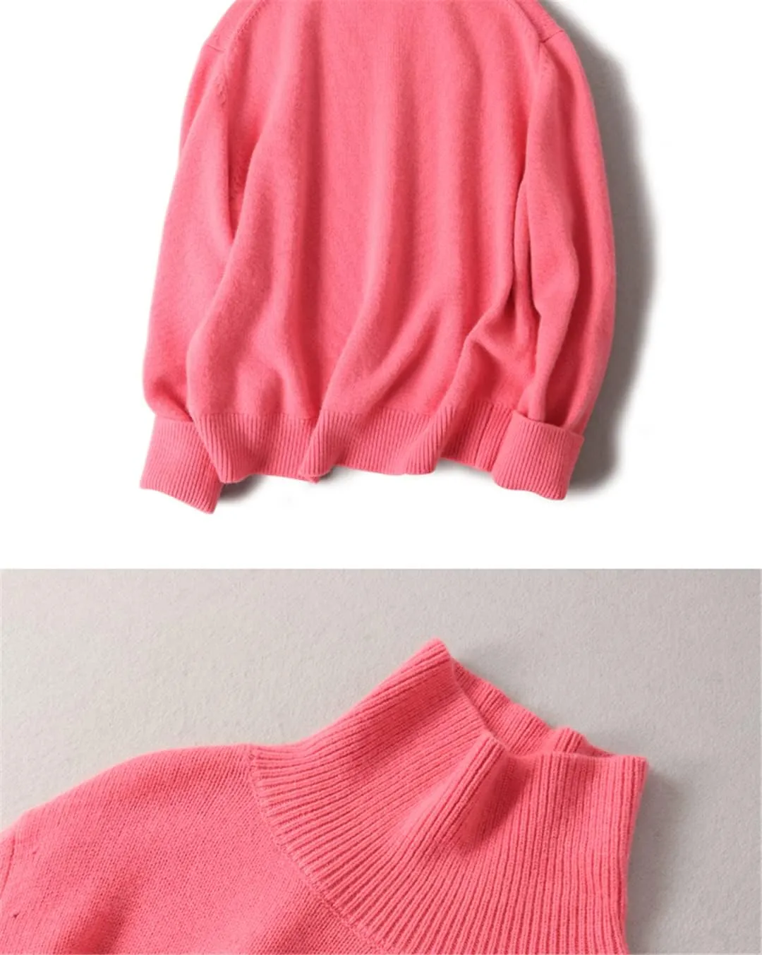 Winter Warm Women Sweater 100% Cashmere Sweater Turtleneck Knit Thick Oversized Pullovers