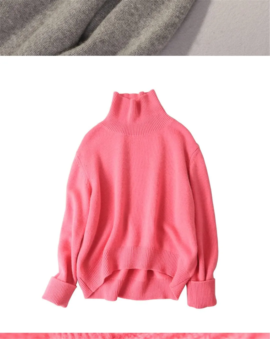 Winter Warm Women Sweater 100% Cashmere Sweater Turtleneck Knit Thick Oversized Pullovers