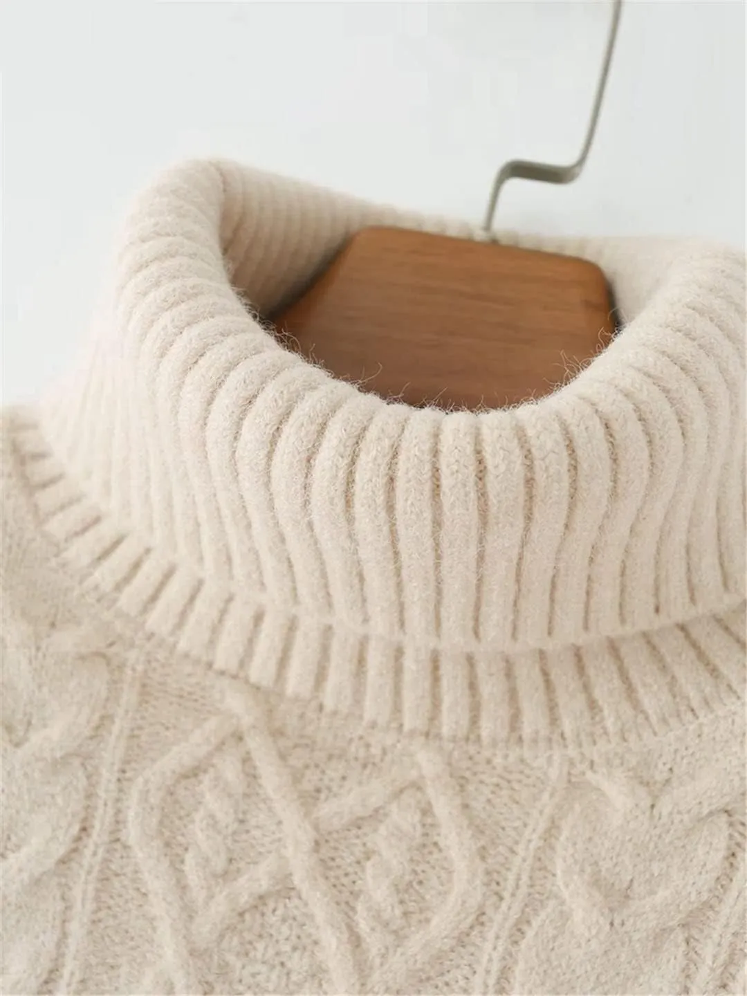 Winter Women Solid Turtleneck Knitted Sweater Jumper Female Elegant Oversize Pullovers Chic Tops