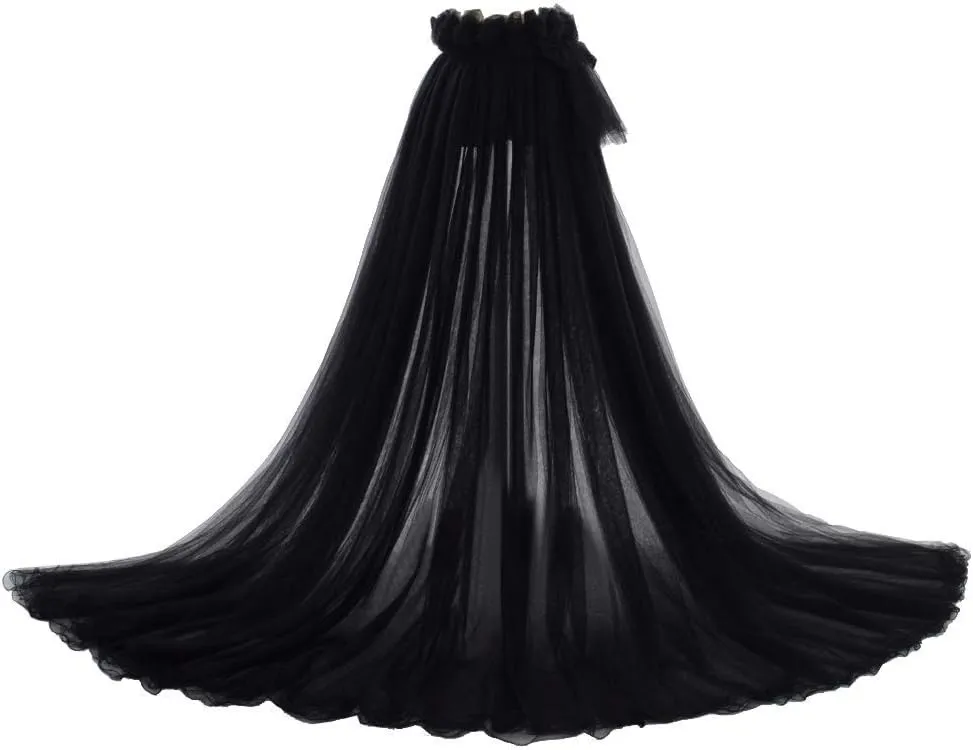Women 5-Layers Tulle Tutu Long Train Skirts Wedding Party Cocktail Prom Bandage Mesh Maxi Dress