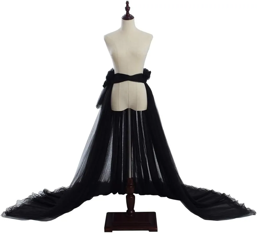 Women 5-Layers Tulle Tutu Long Train Skirts Wedding Party Cocktail Prom Bandage Mesh Maxi Dress