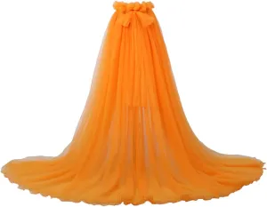 Women 5-Layers Tulle Tutu Long Train Skirts Wedding Party Cocktail Prom Bandage Mesh Maxi Dress