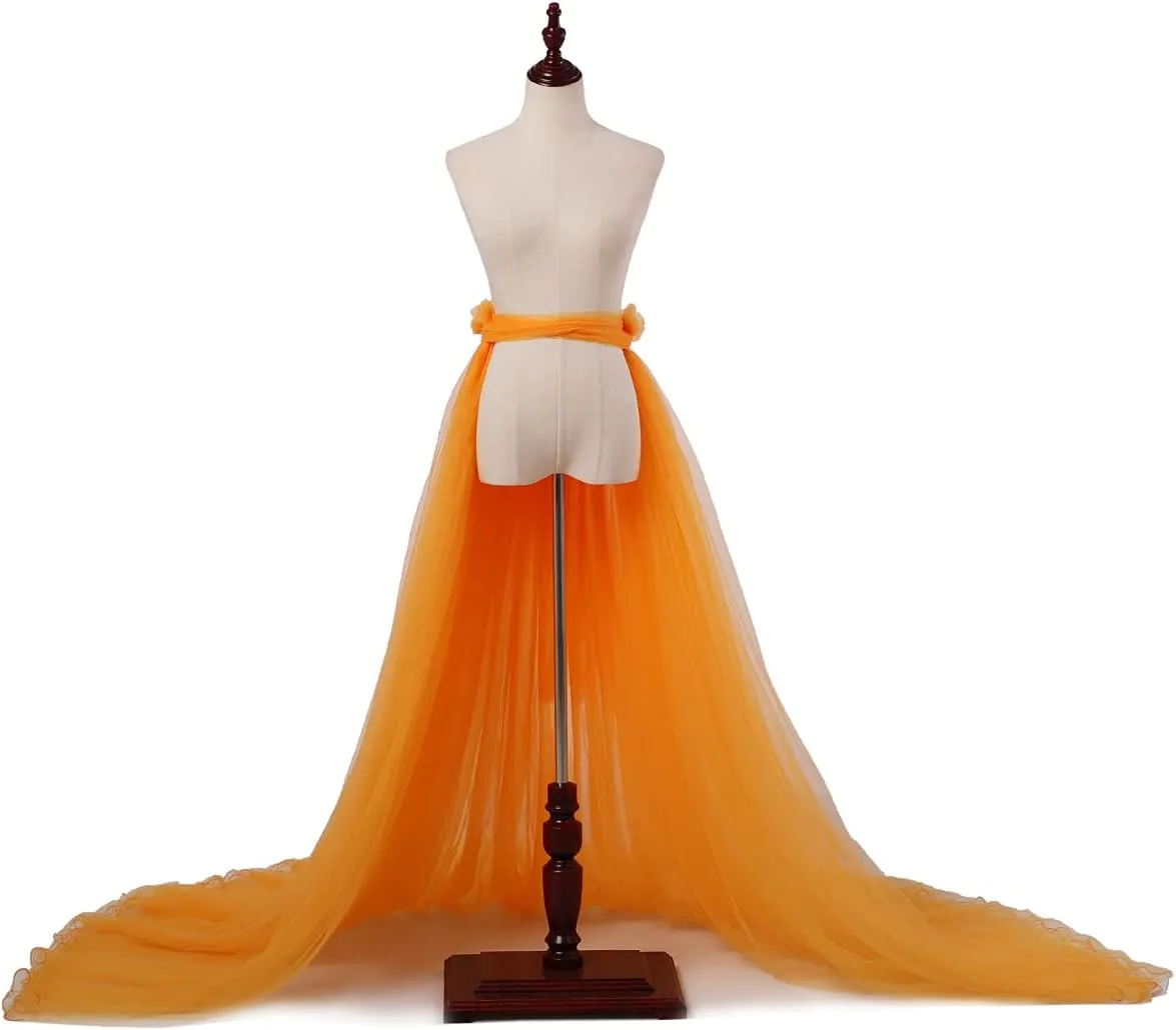 Women 5-Layers Tulle Tutu Long Train Skirts Wedding Party Cocktail Prom Bandage Mesh Maxi Dress