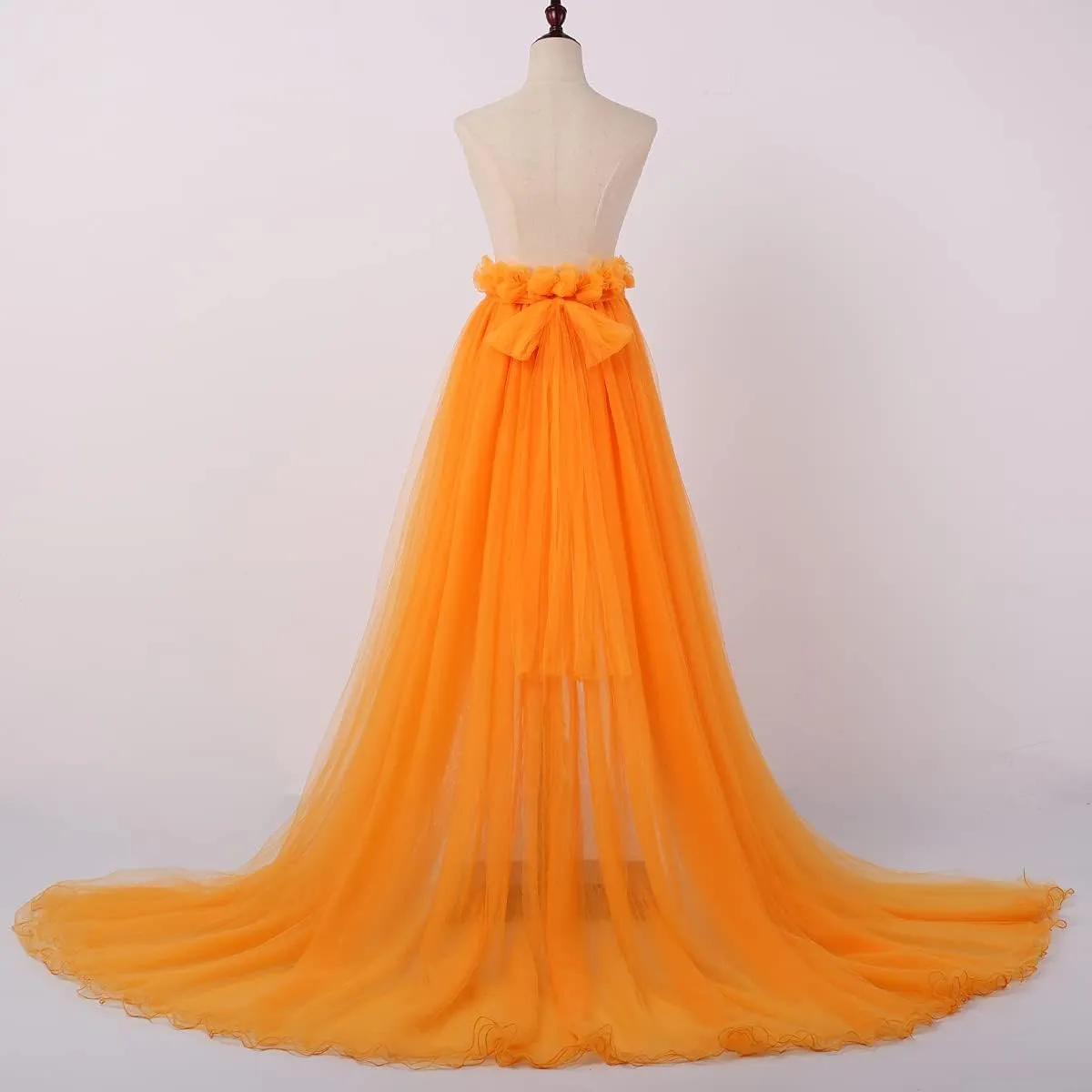 Women 5-Layers Tulle Tutu Long Train Skirts Wedding Party Cocktail Prom Bandage Mesh Maxi Dress