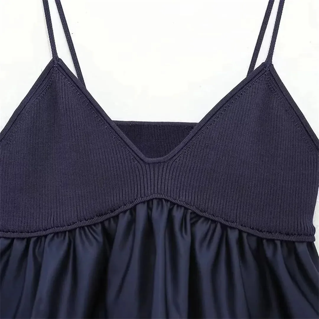 Women Crop Top Ruffle Knitted Camis Top Off Shoulder Corset Top Streetwear Backless