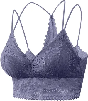 Women Floral Lace Bralette Summer Spaghetti Strap Crop Tank Top Sexy V Neck Slim Basic Camisoles Yoga Workout Camis
