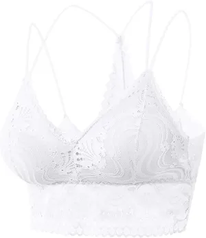 Women Floral Lace Bralette Summer Spaghetti Strap Crop Tank Top Sexy V Neck Slim Basic Camisoles Yoga Workout Camis