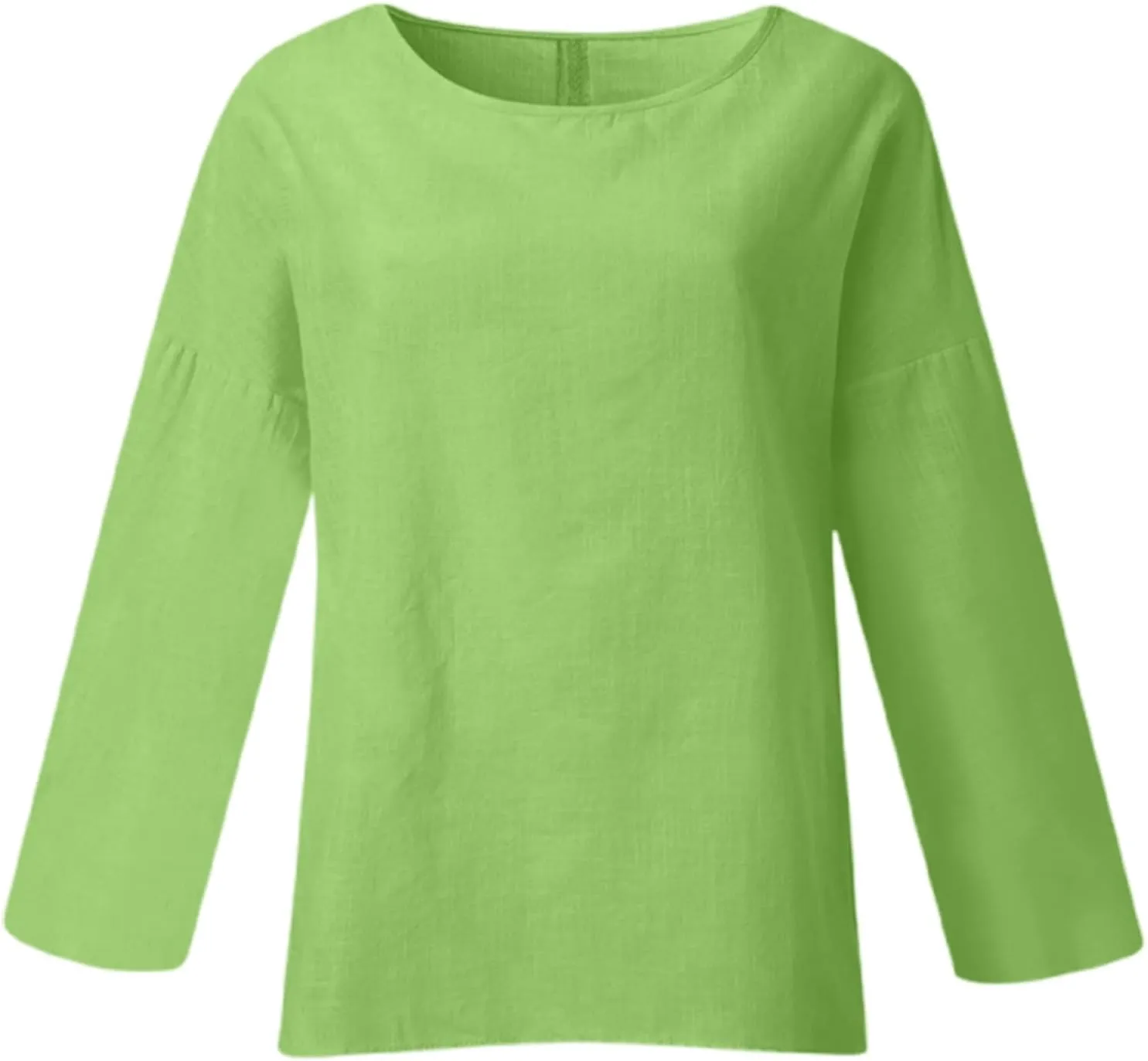 Women Linen Shirts V Neck Button Down Blouses Floral Print Dressy Tee Shirt Long Sleeve Loose Tunic Tops