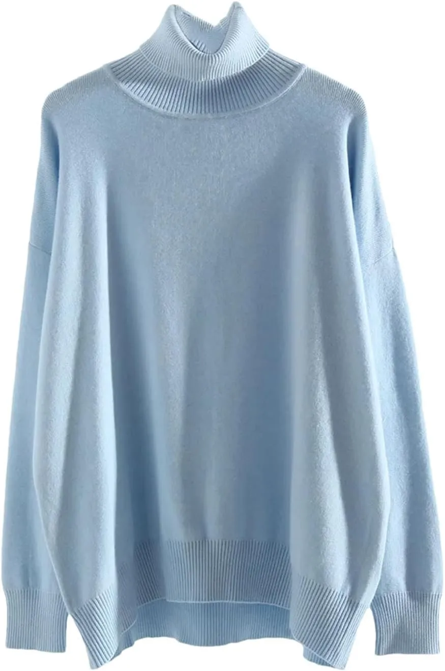 Women Oversized Turtleneck Sweater Oversized Pullovers Loose Tops Jumpers Warm Sweaters