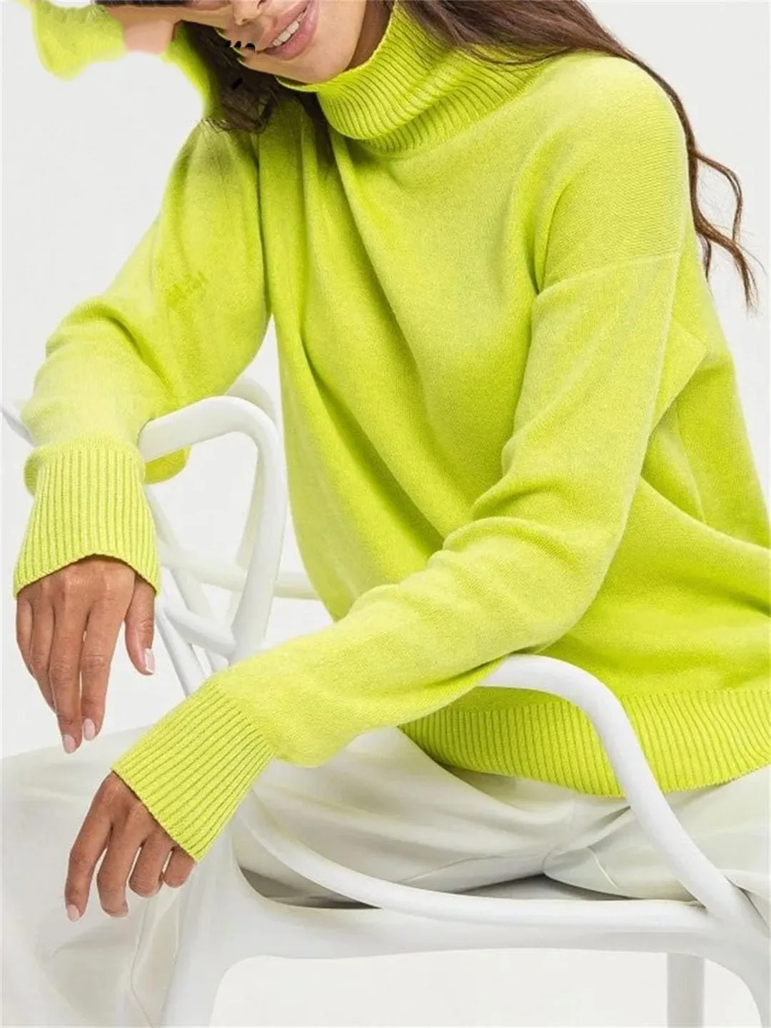 Women Oversized Turtleneck Sweater Oversized Pullovers Loose Tops Jumpers Warm Sweaters
