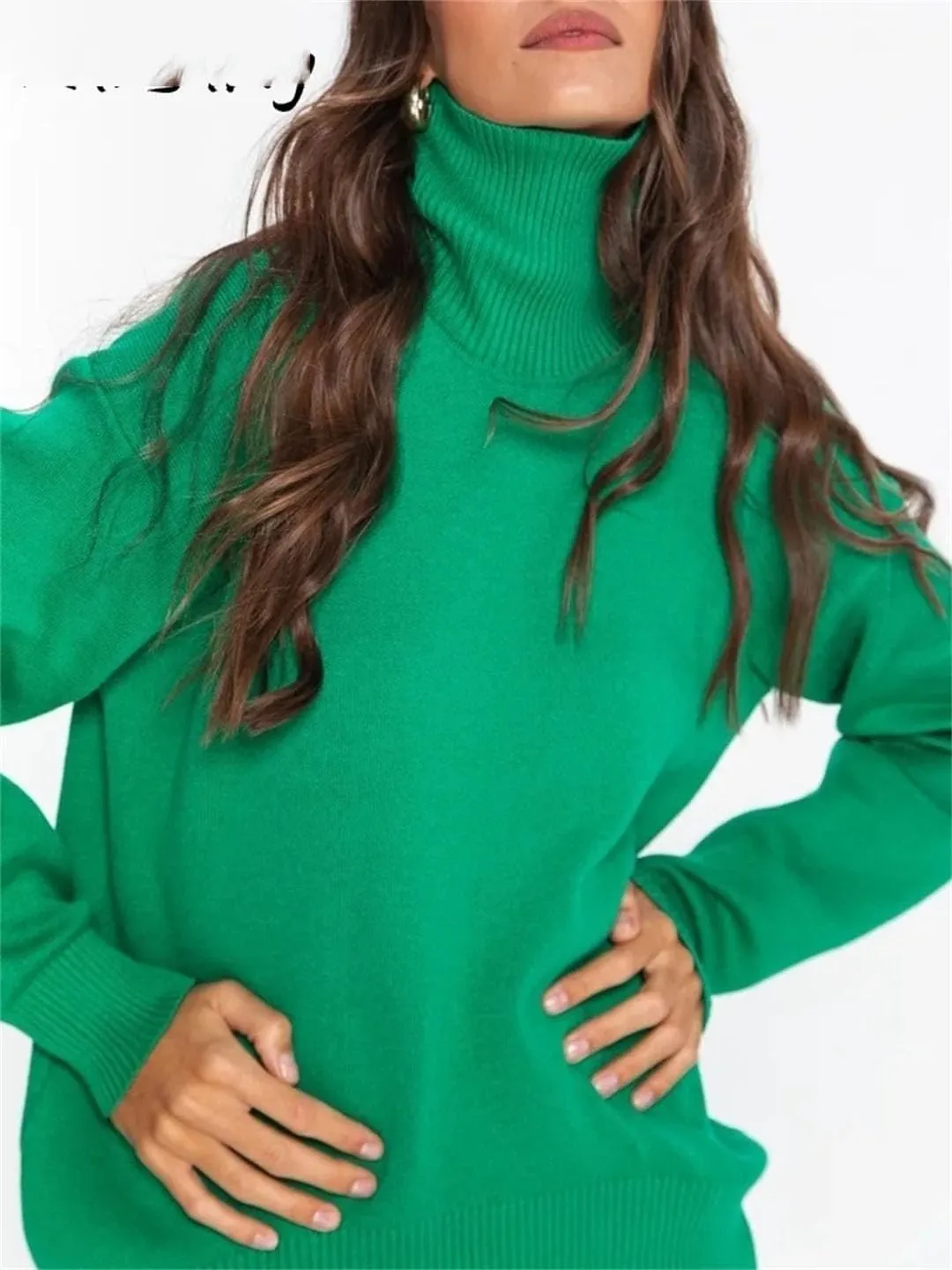 Women Oversized Turtleneck Sweater Oversized Pullovers Loose Tops Jumpers Warm Sweaters