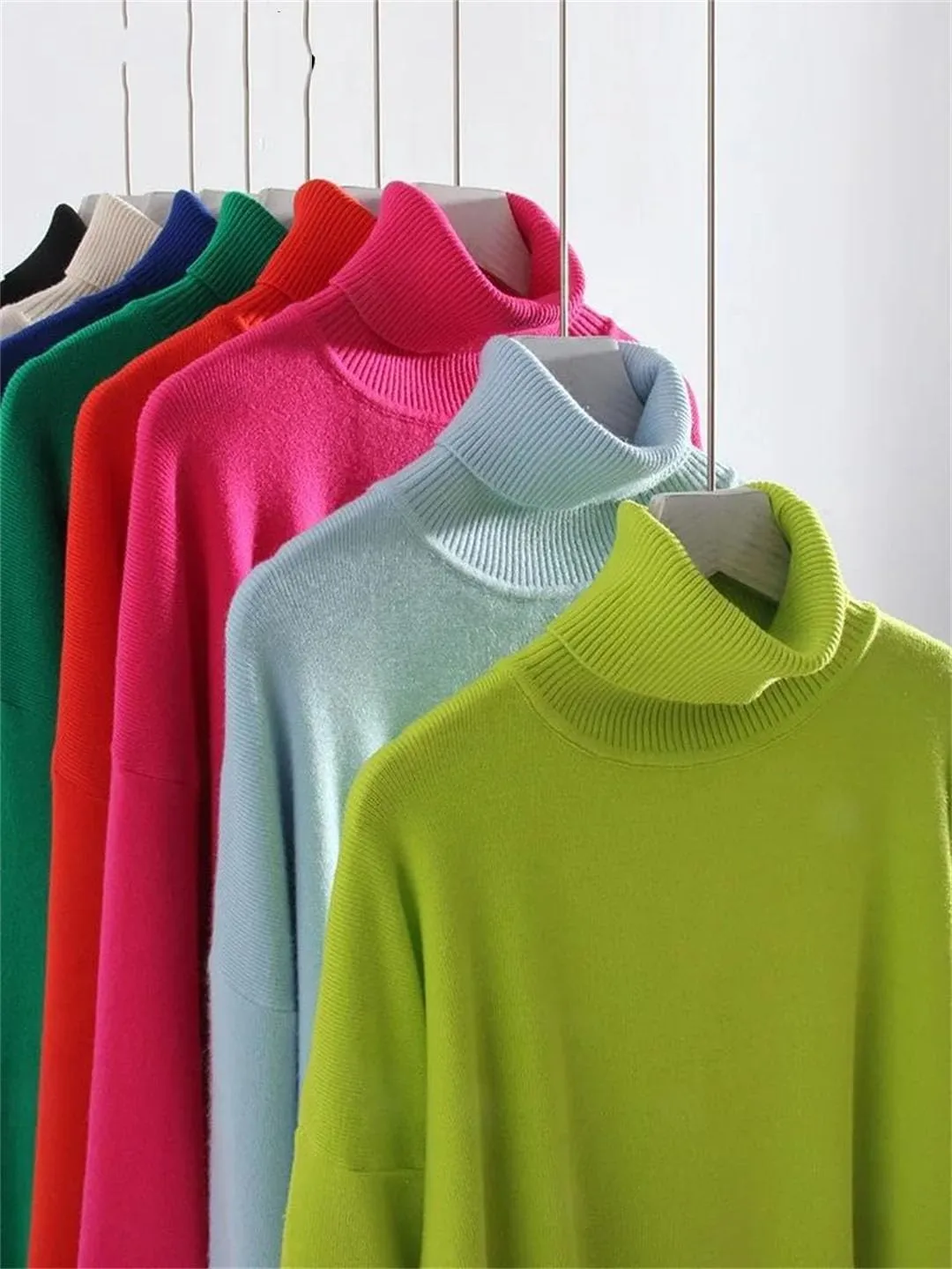 Women Oversized Turtleneck Sweater Oversized Pullovers Loose Tops Jumpers Warm Sweaters