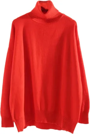 Women Oversized Turtleneck Sweater Oversized Pullovers Loose Tops Jumpers Warm Sweaters
