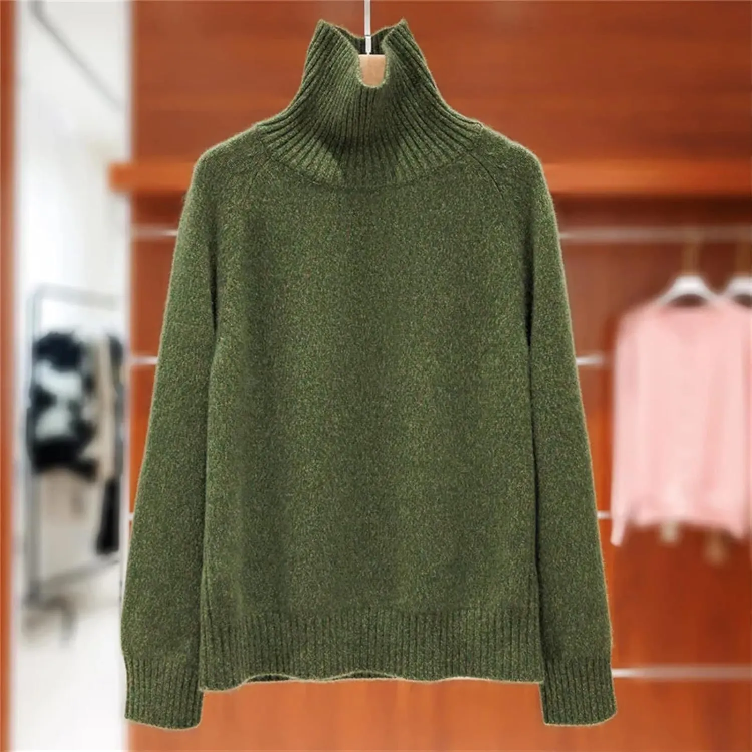 Women Pullovers Cashmere Turtleneck Long Sleeve Oversize Thicken Sweater Knit Jumper Top