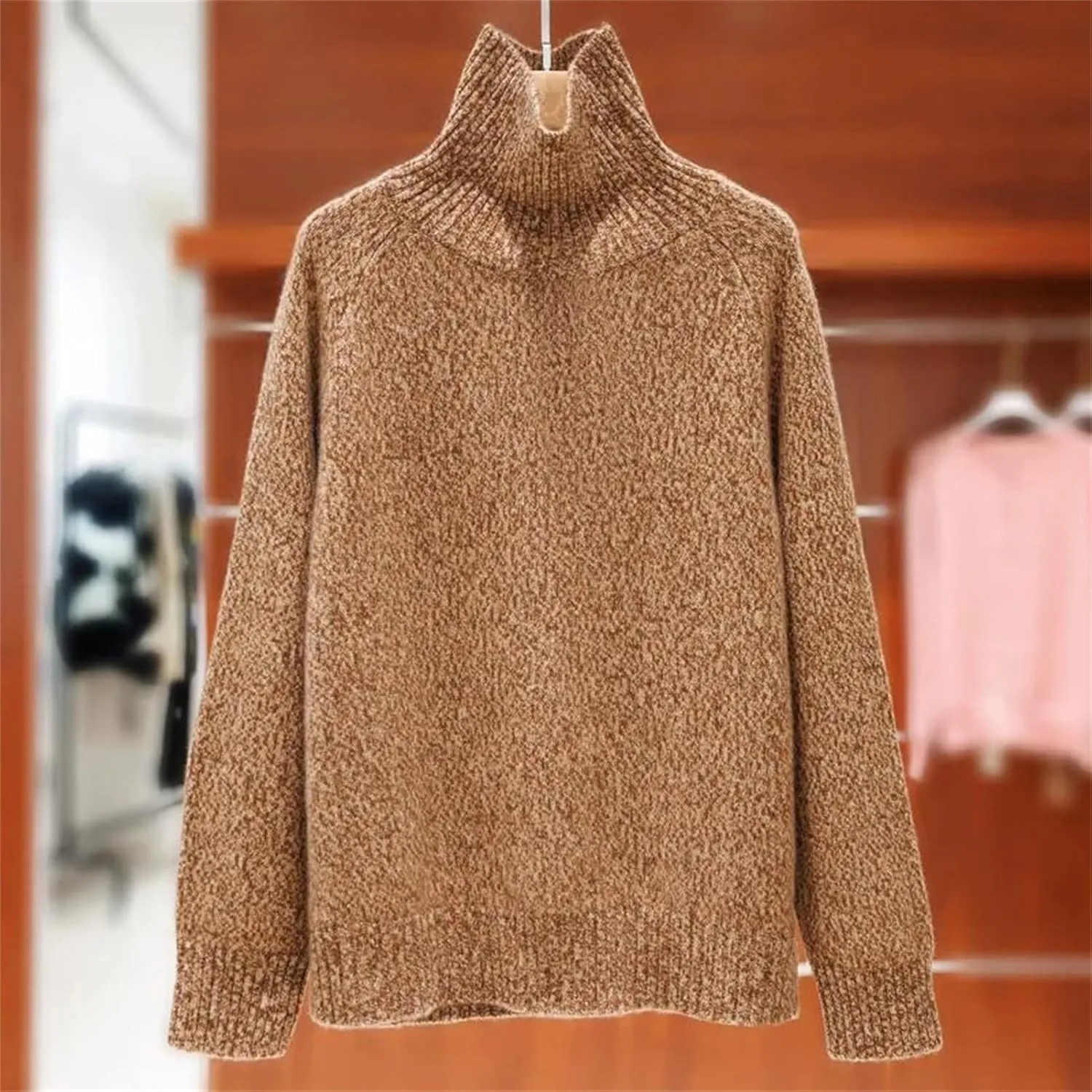 Women Pullovers Cashmere Turtleneck Long Sleeve Oversize Thicken Sweater Knit Jumper Top