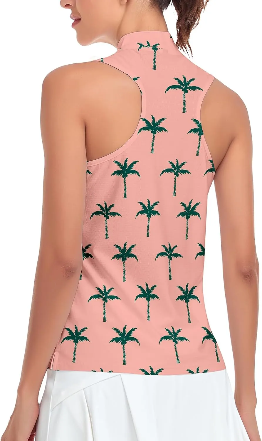 Women Racerback Sleeveless Golf Polo Shirts Collarless Tennis Tops Quick Dry Athletic Tank Tops