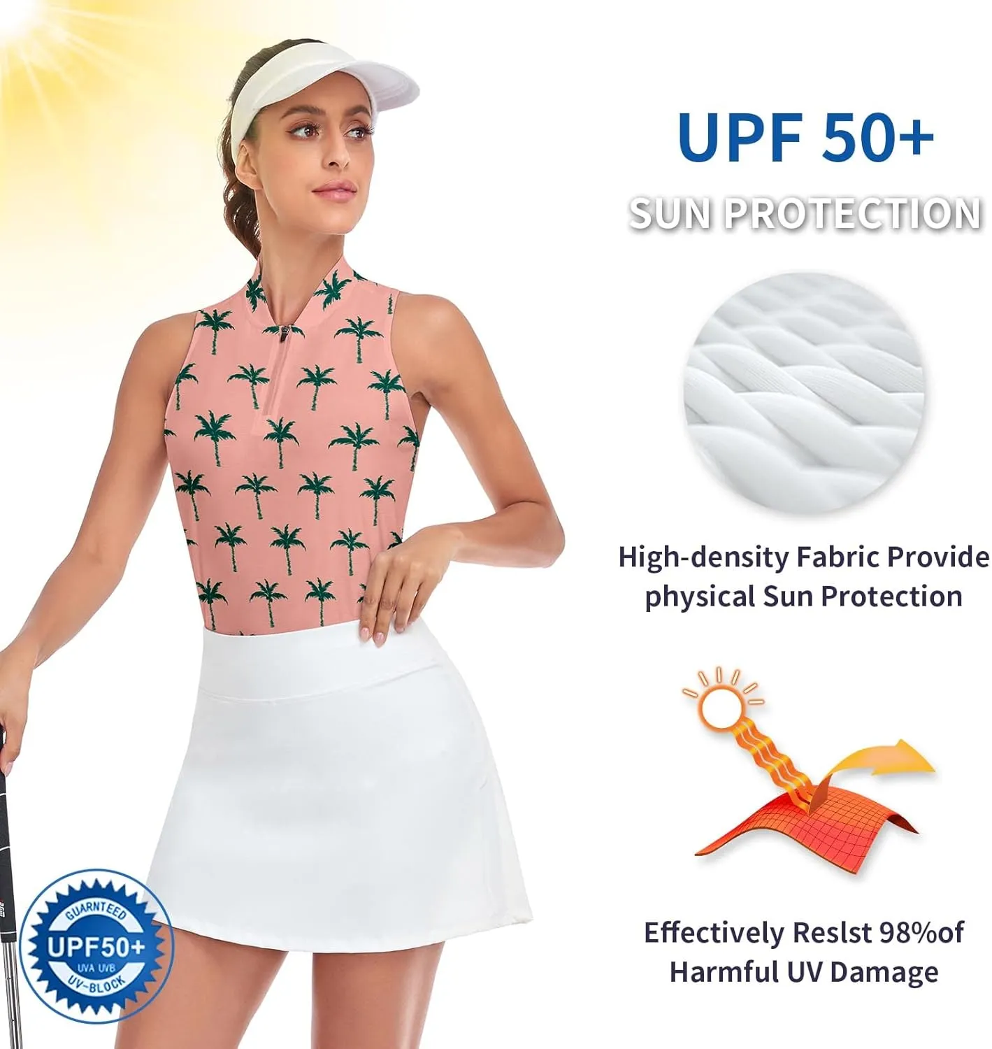 Women Racerback Sleeveless Golf Polo Shirts Collarless Tennis Tops Quick Dry Athletic Tank Tops