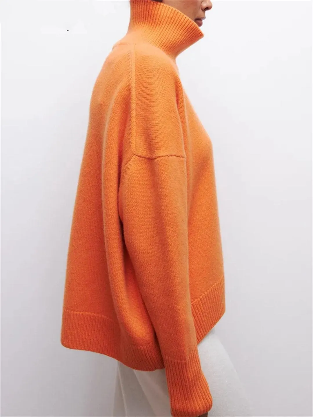 Women Thick Winter Sweaters Pullovers Warm Knit Tops Oversized Turtleneck Sweater