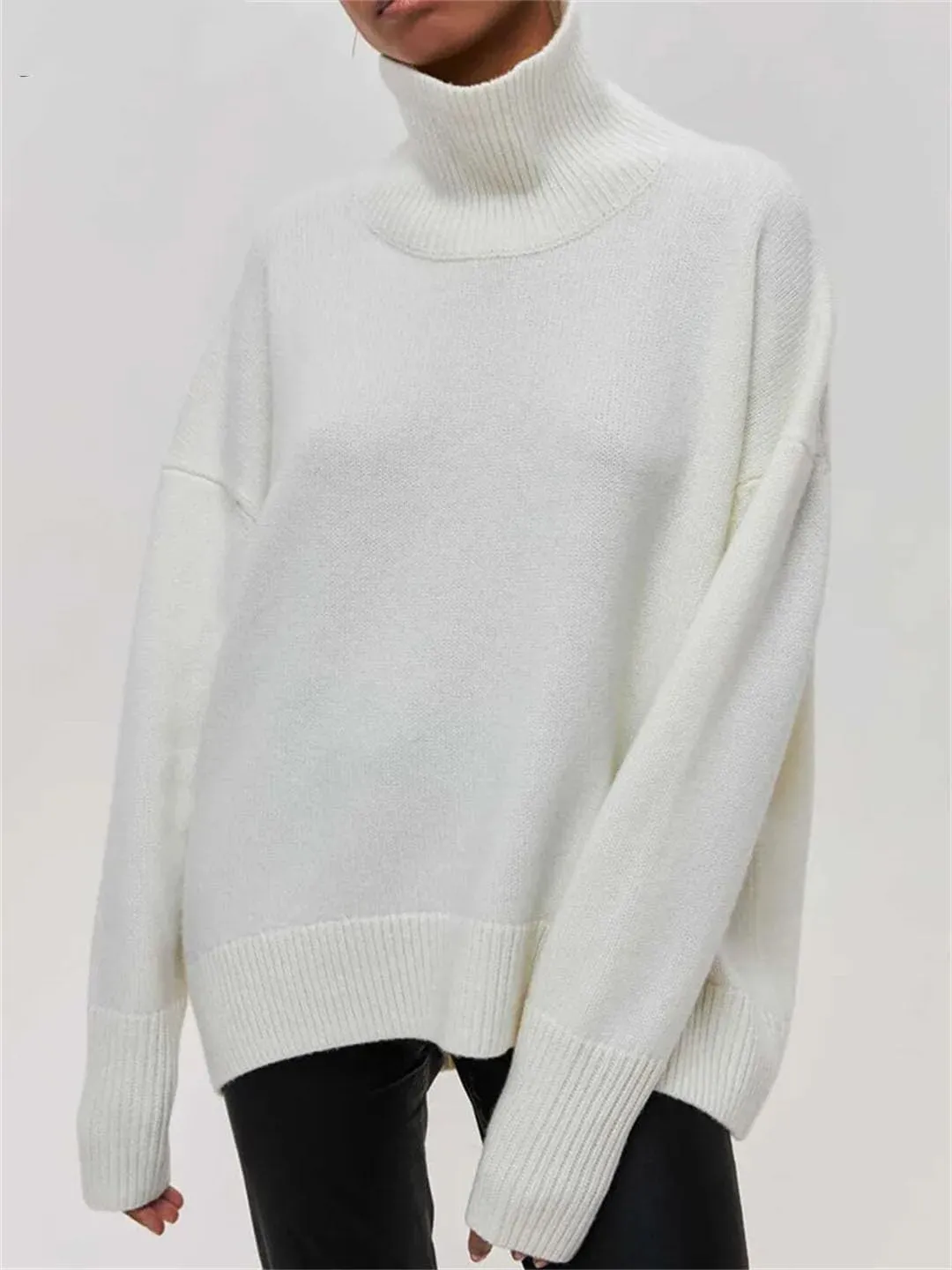 Women Thick Winter Sweaters Pullovers Warm Knit Tops Oversized Turtleneck Sweater