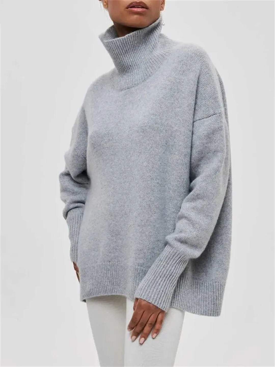 Women Thick Winter Sweaters Pullovers Warm Knit Tops Oversized Turtleneck Sweater