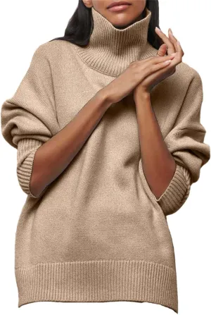 Women Thick Winter Sweaters Pullovers Warm Knit Tops Oversized Turtleneck Sweater