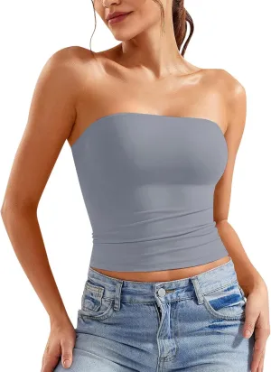 Women Tube Top 2025 Summer Outfits Going Out Bandeau Sleeveless Strapless Tank Tops