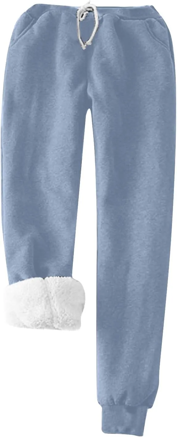 Women Winter Fleece 2 Piece Set Soft Sherpa Lined Loungewear Long Sleeve Plush Tops and Pants Lounge Outfits