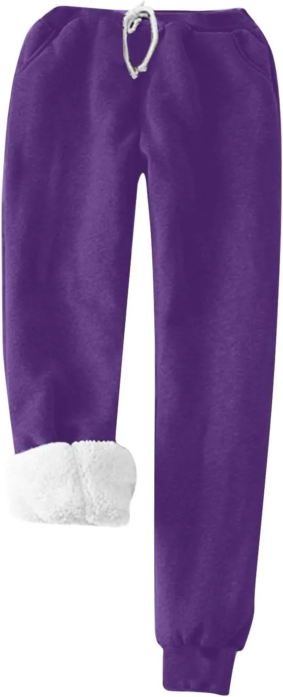 Women Winter Fleece 2 Piece Set Soft Sherpa Lined Loungewear Long Sleeve Plush Tops and Pants Lounge Outfits