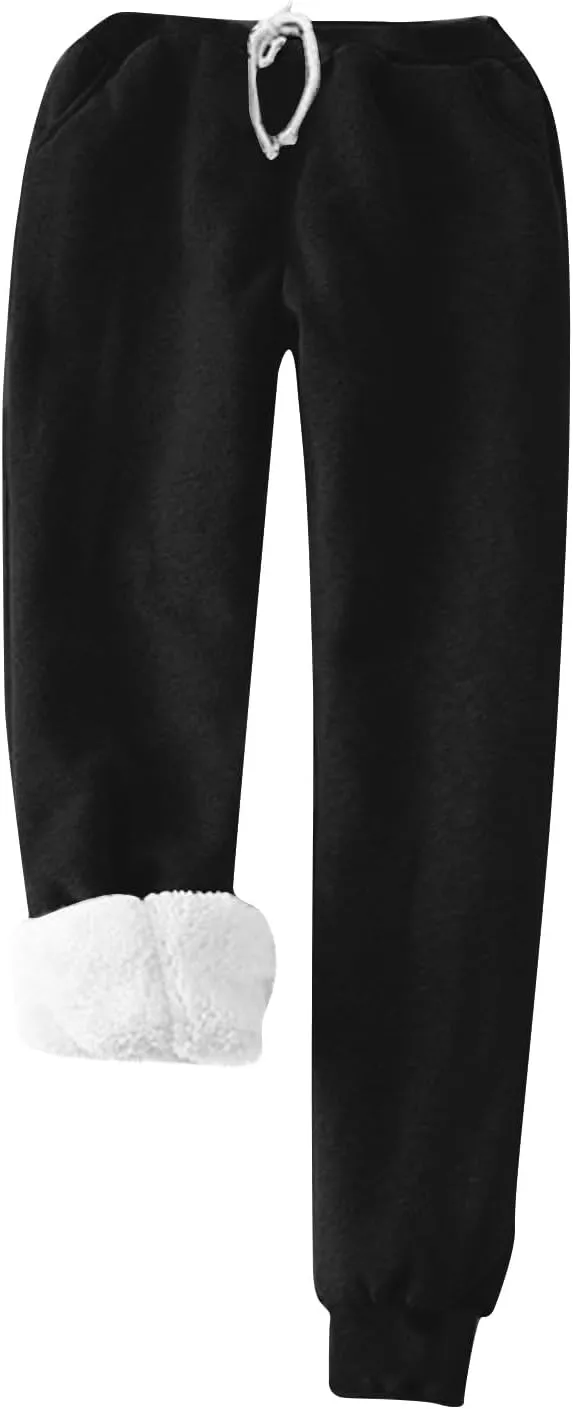 Women Winter Fleece 2 Piece Set Soft Sherpa Lined Loungewear Long Sleeve Plush Tops and Pants Lounge Outfits
