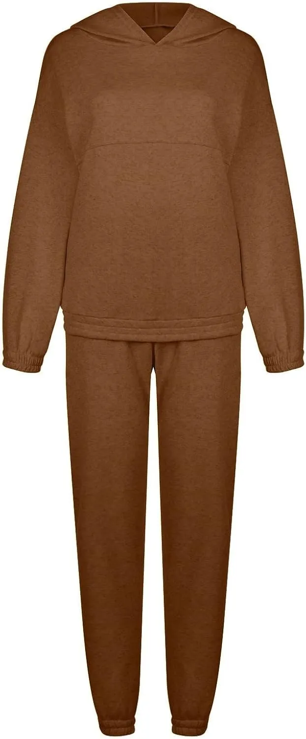 Womens 2 Piece Outfits Lounge Hoodie Sweatsuit Sets Y2k Oversized Fleece Sweatshirt Baggy Fall Fashion Sweatpants