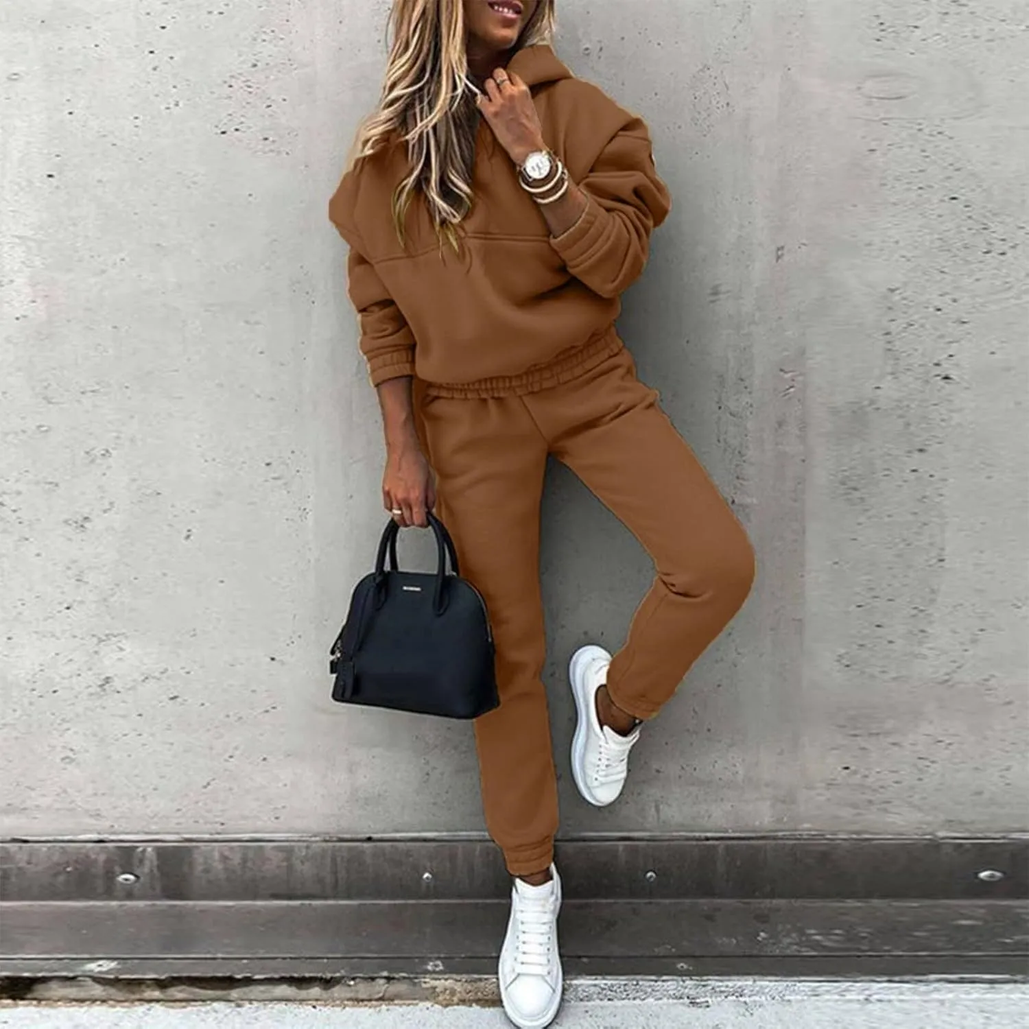 Womens 2 Piece Outfits Lounge Hoodie Sweatsuit Sets Y2k Oversized Fleece Sweatshirt Baggy Fall Fashion Sweatpants