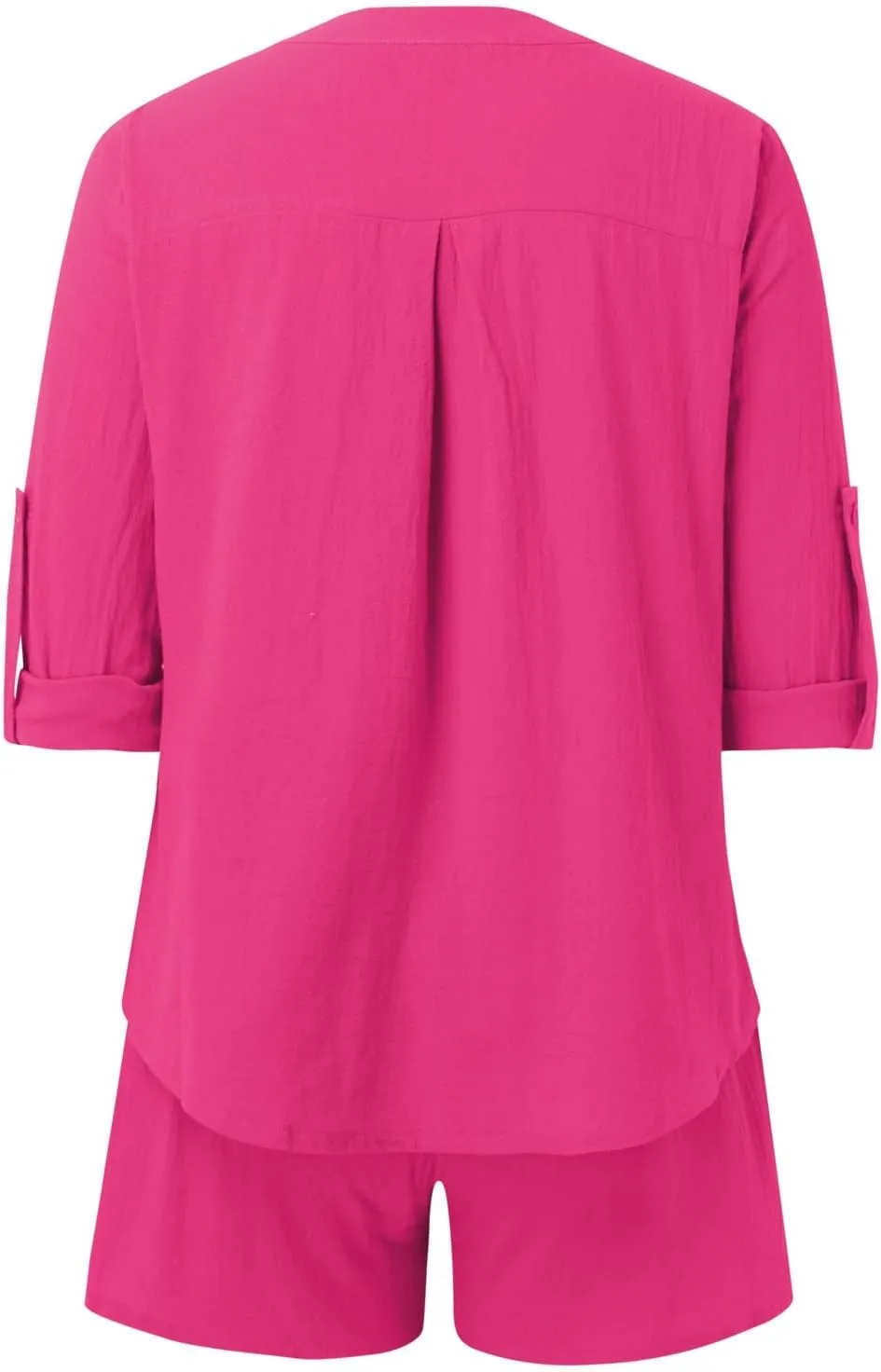 Women's 2 Piece Outfits V Neck Puff Sleeve Tops Short Set Lounge Matching Sets 2023 Trendy Beach Clothes with Belt
