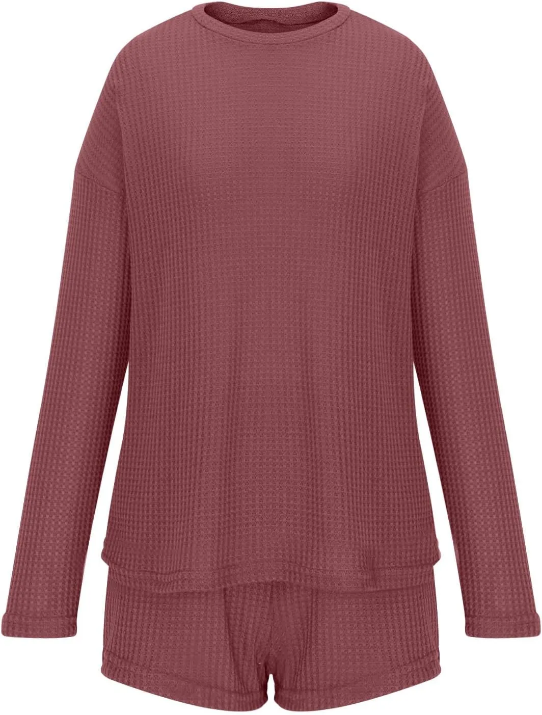 Womens 2 Piece Sweater Sets Trendy High Waist Shorts and Long Sleeve Tops Sexy Knit Breathable Outfits Lounge Set