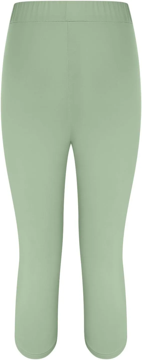 Women's Capri Yoga Pants Stretch High Waist Elastic Cropped Pants Resort Beach Leggings Casual Summer Pedal Pushers