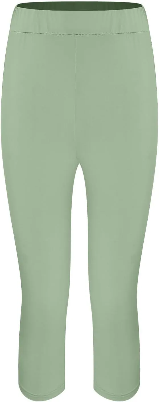 Women's Capri Yoga Pants Stretch High Waist Elastic Cropped Pants Resort Beach Leggings Casual Summer Pedal Pushers