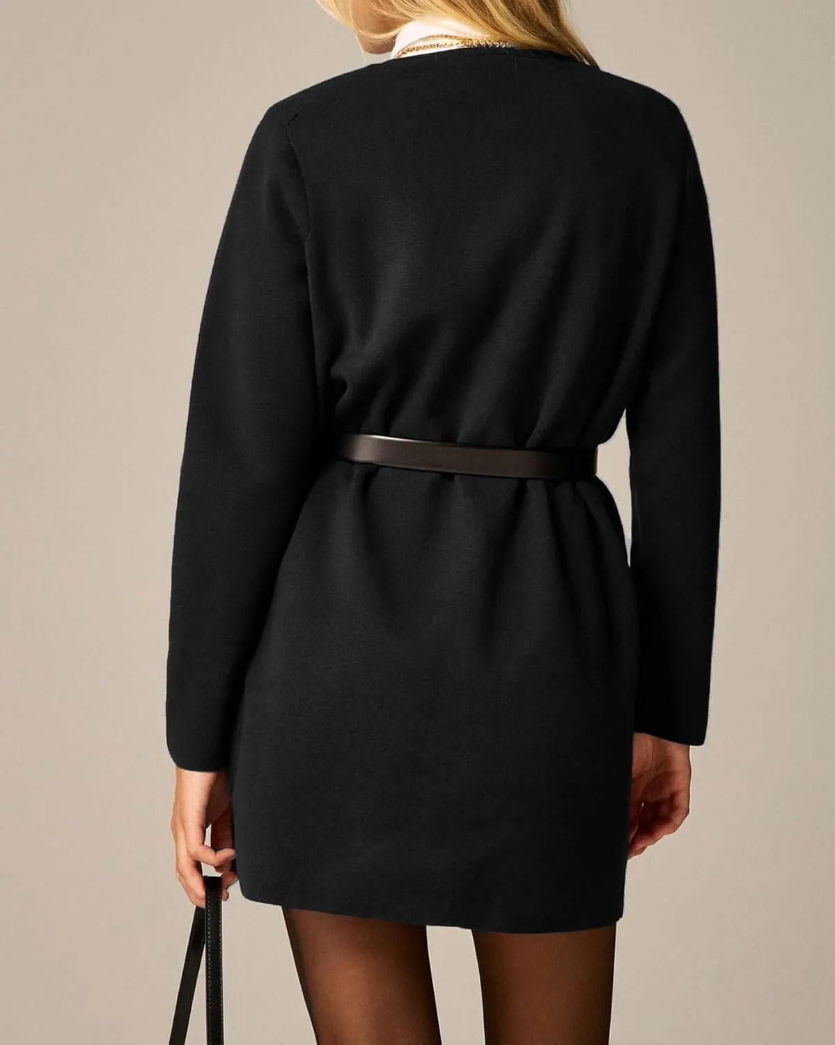 Women's Cardigan Mini Dress Long Sleeve Button Down Elegant Short Dress Relaxed Fit Knit Sweaters Dresses