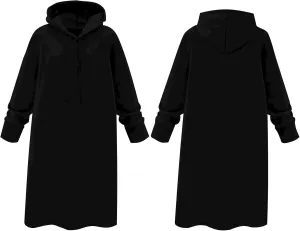 Womens Dresses Fall Winter 2024 Casual Long Sleeve Drawstring Hoodies Sweatshirt Pullover Tunic Mini Dress