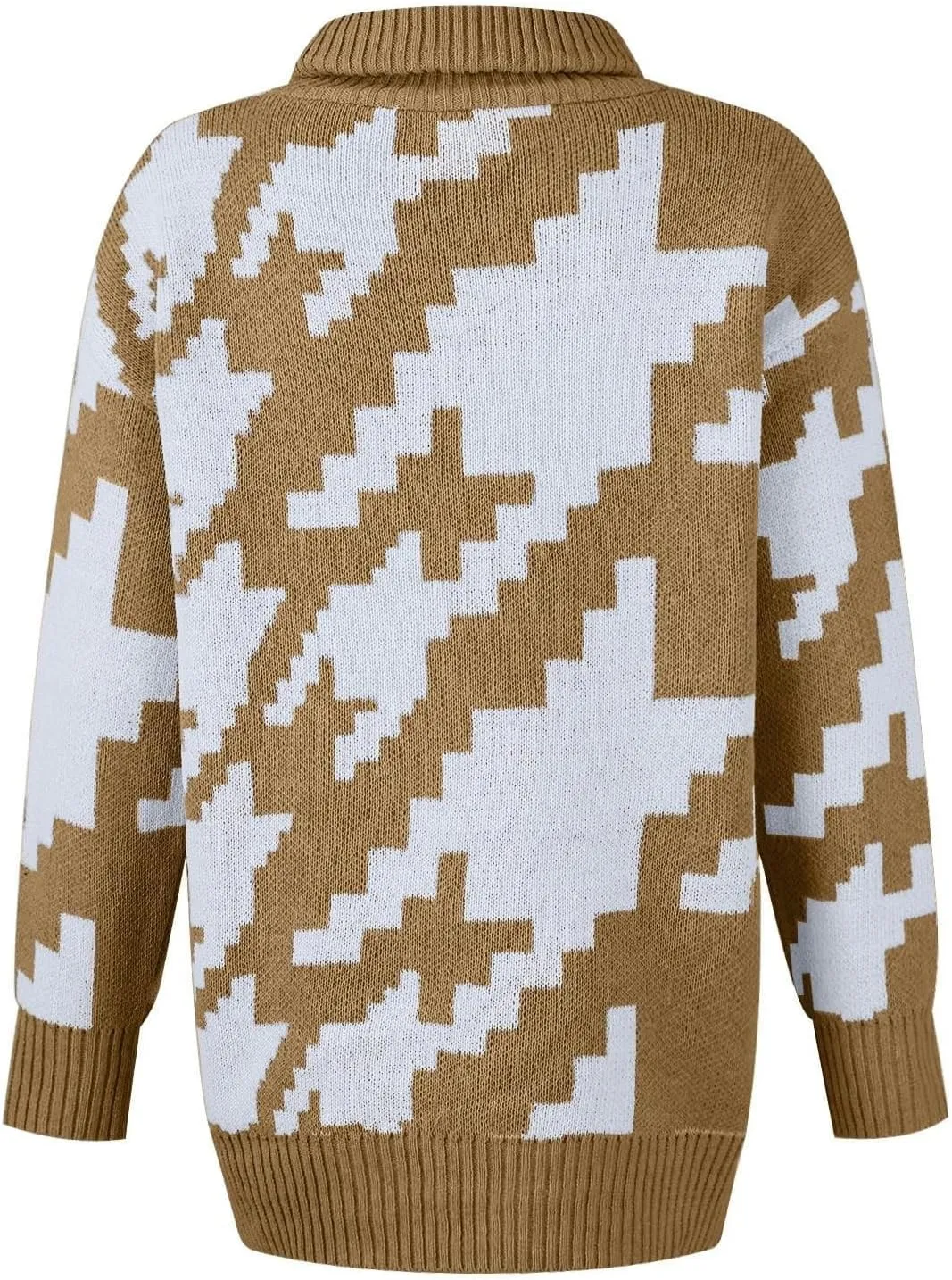 Women's Fall Sweaters Oversized Turtleneck Long Sleeve Tops Fashion Color Block Pullover Shirts Winter Knit Tops
