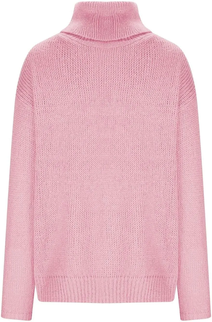 Womens Fall Tops Trendy Casual Turtleneck Sweaters Soft Warm Winter Knitted Sweaters Plus Size Jumper Tops