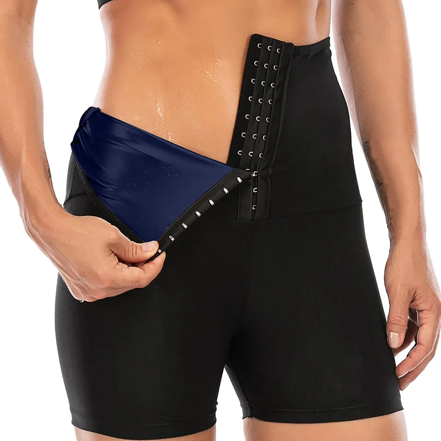 Womens Fitness Shorts High Waisted Sauna Sweat Short Pants Slim Fit Lifting Hip Shapewear Workout Yoga Leggings