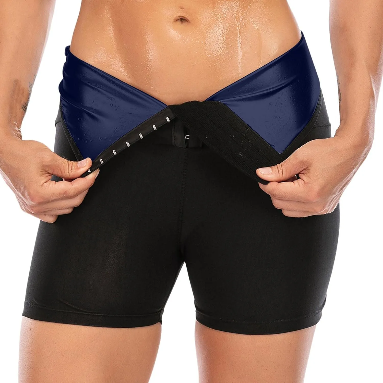 Womens Fitness Shorts High Waisted Sauna Sweat Short Pants Slim Fit Lifting Hip Shapewear Workout Yoga Leggings