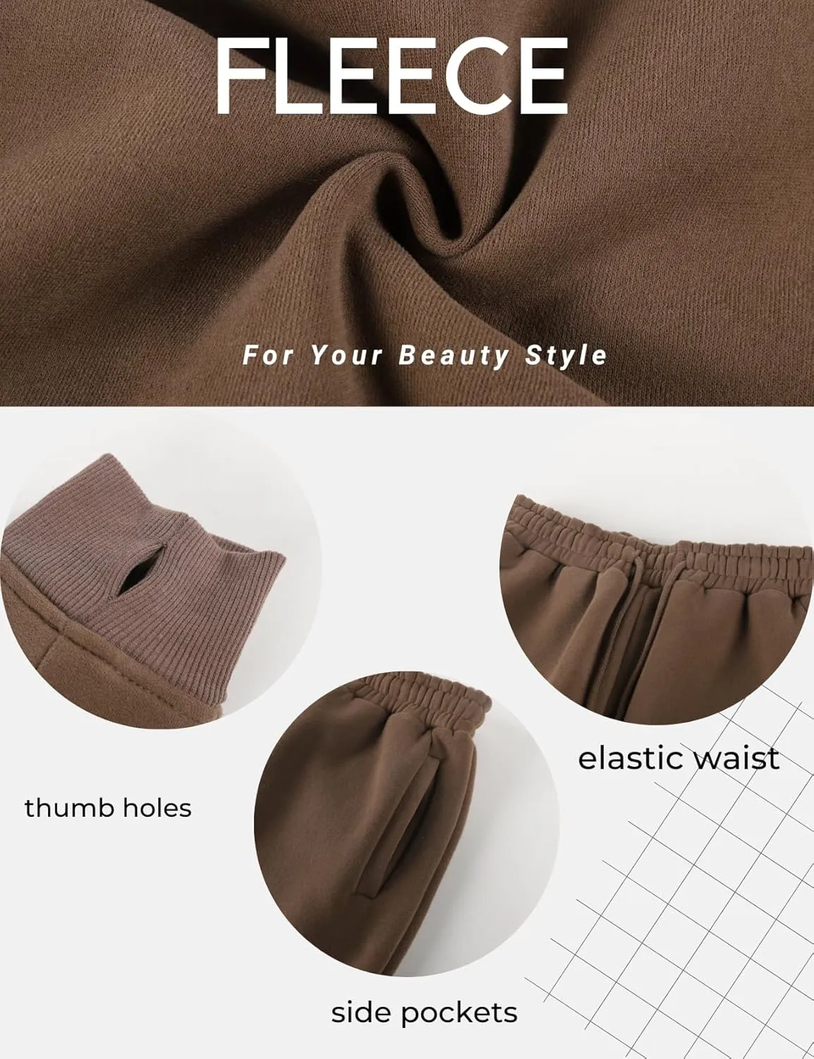 Womens Fleece 2 Piece Outfits Lounge Sets Crop Hoodies Tops Elastic Waist Jogger Pant Sweatsuits