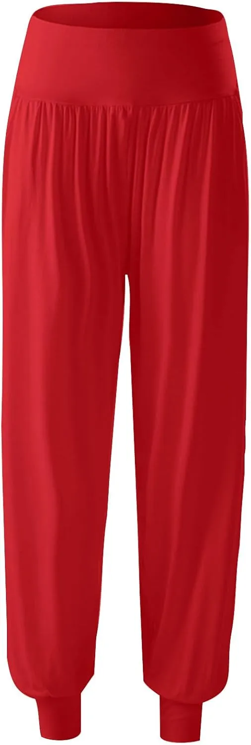 Womens Harem Pants Cozy Wide Leg Yoga Pants High Waisted Lounge Pants Casual Workout Jogger Pants with Pocket